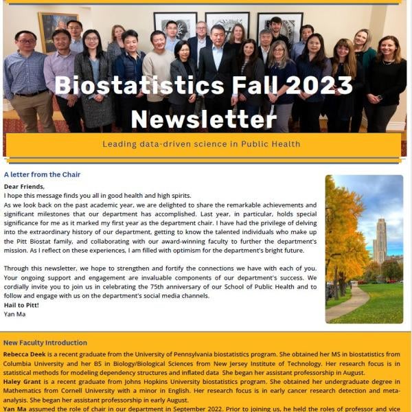 Biostatistics Newsletter 2023 front page